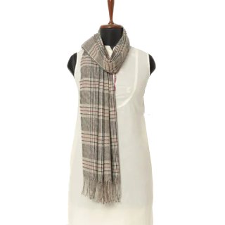 WEAVERS VILLA Checked Stole with Tasseled Hem at Rs.1169